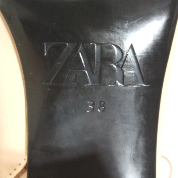 Zara Beige Square Toe Lace-Up Block Heel Ankle Boots Women’s Size 7.5 (38) - Picture 6 of 7